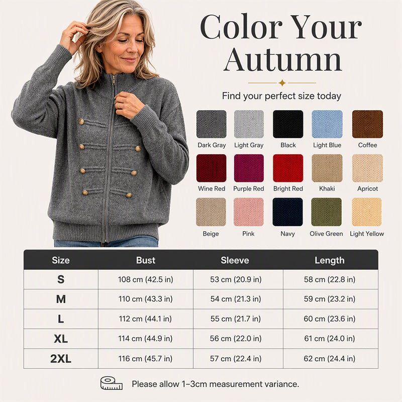 Women's Casual Double Zipper Sweater Jacket
