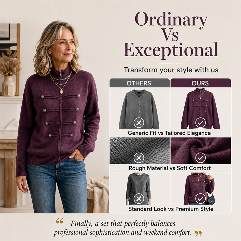 Women's Casual Double Zipper Sweater Jacket