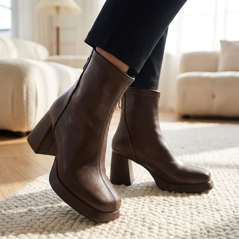 Women's Chunky High Heel Ankle Boots