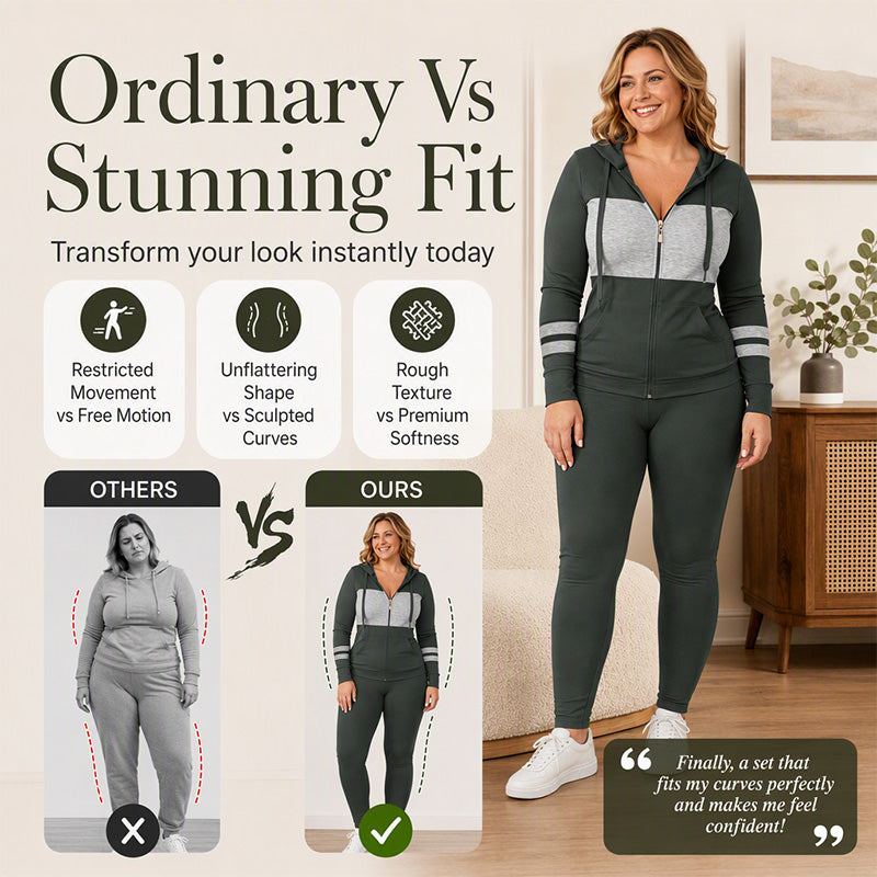 Women's Hooded Sweatshirt & Pants 2-Piece Set