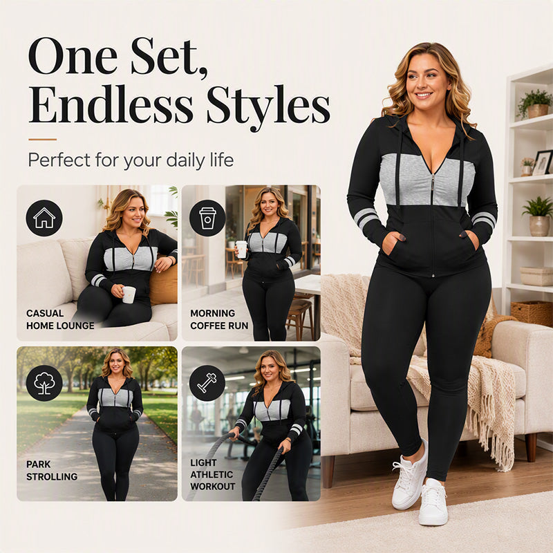 Women's Hooded Sweatshirt & Pants 2-Piece Set
