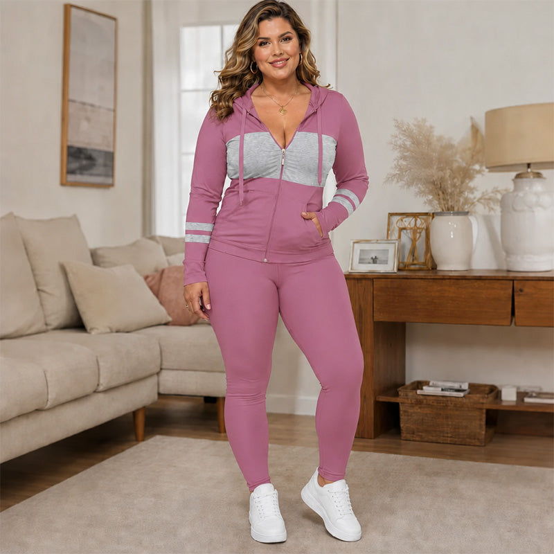 Women's Hooded Sweatshirt & Pants 2-Piece Set