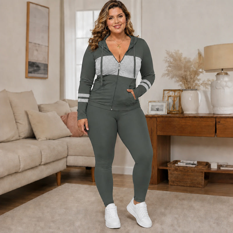 Women's Hooded Sweatshirt & Pants 2-Piece Set