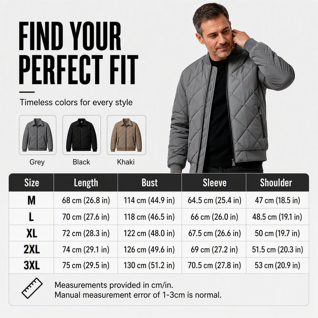 Men's Winter Warm Quilted Bomber Jacket