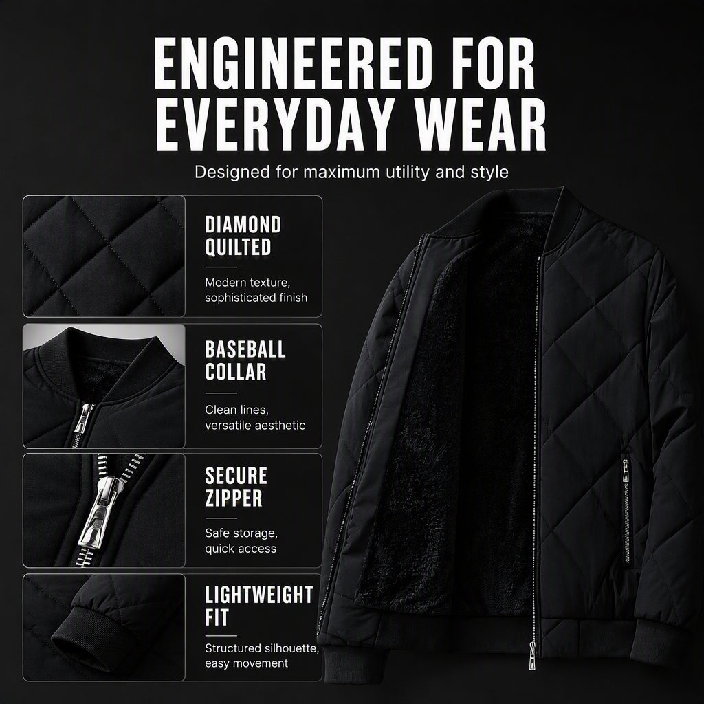 Men's Winter Warm Quilted Bomber Jacket