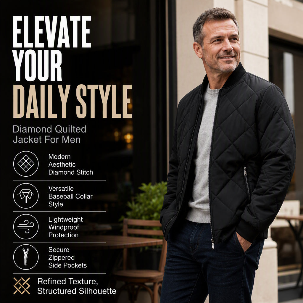 Men's Winter Warm Quilted Bomber Jacket
