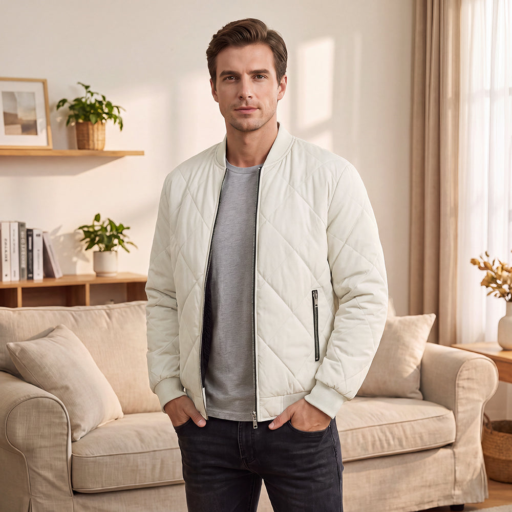 Men's Winter Warm Quilted Bomber Jacket