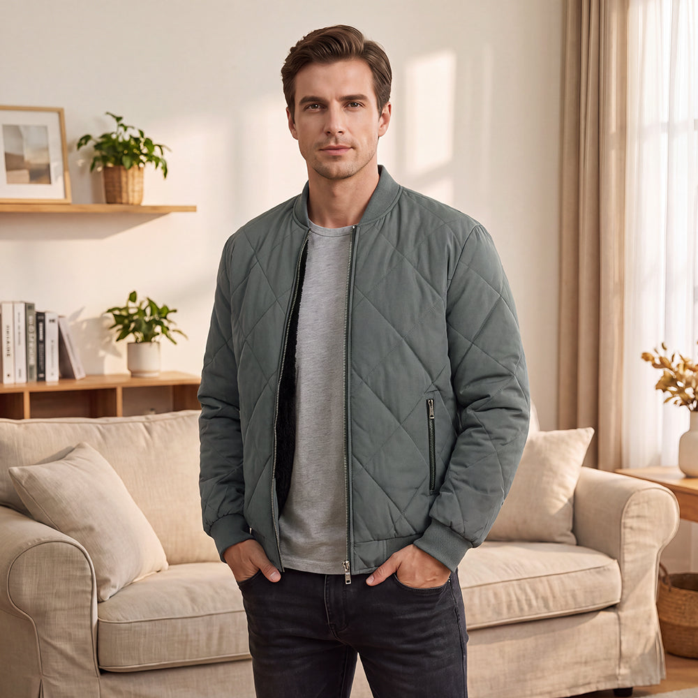 Men's Winter Warm Quilted Bomber Jacket