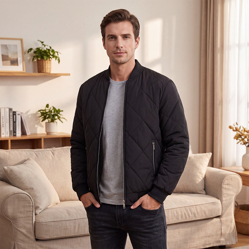 Men's Winter Warm Quilted Bomber Jacket