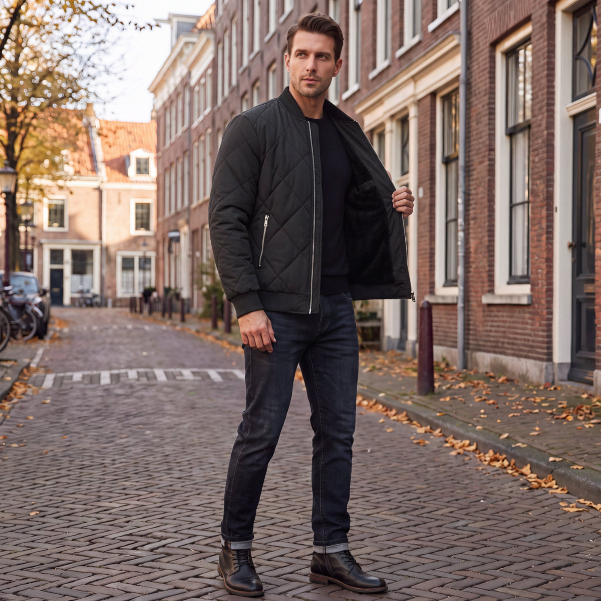 Men's Winter Warm Quilted Bomber Jacket