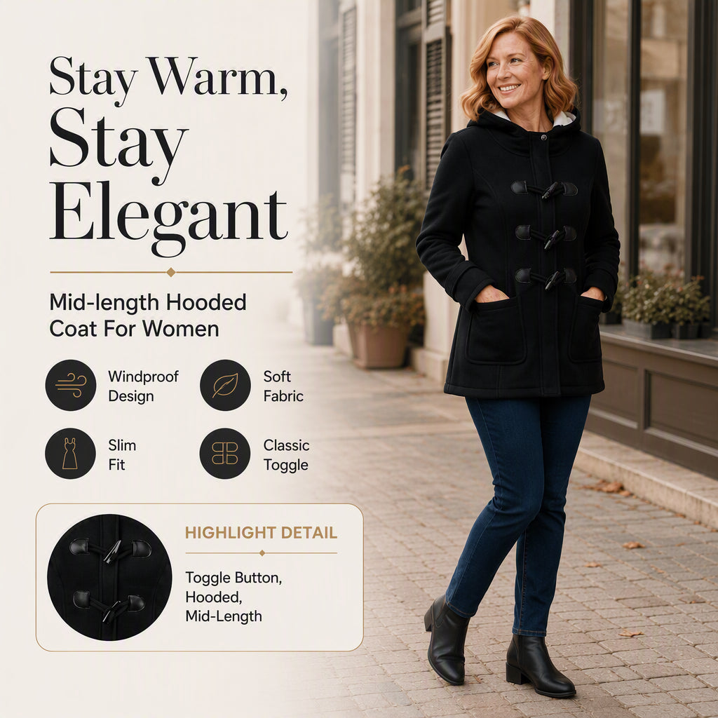 Women's Winter Warm Hooded Toggle Coat