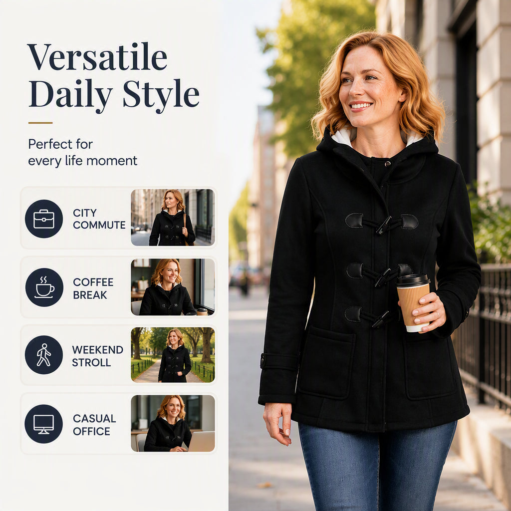 Women's Winter Warm Hooded Toggle Coat