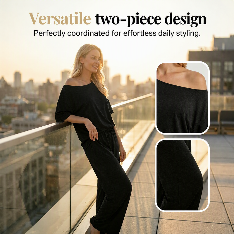 Women's Off-Shoulder Top & Pants 2-Piece Set