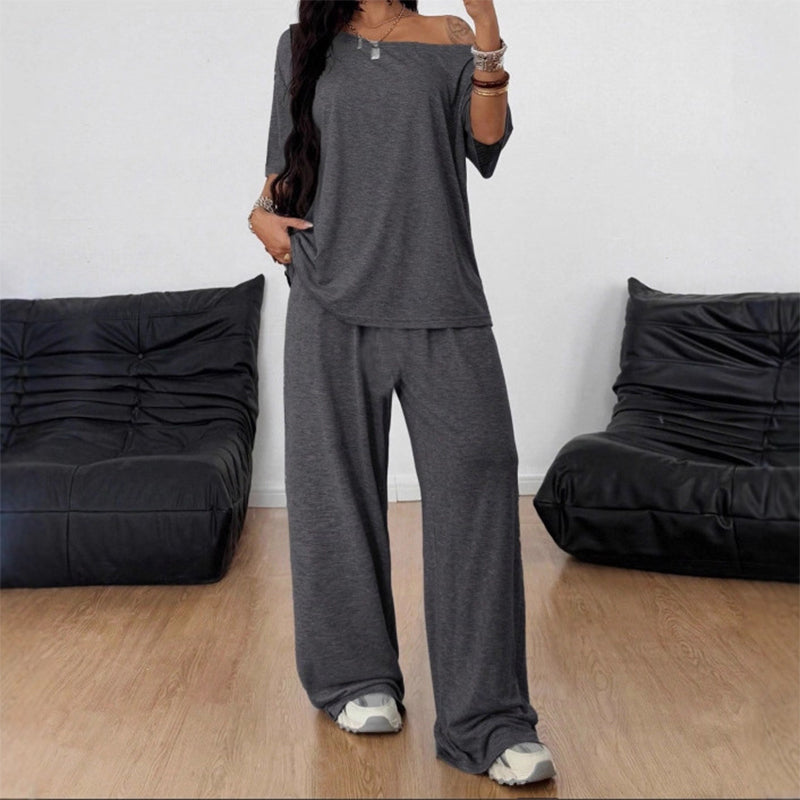 Women's Off-Shoulder Top & Pants 2-Piece Set