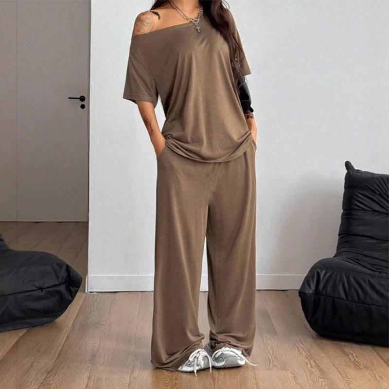 Women's Off-Shoulder Top & Pants 2-Piece Set