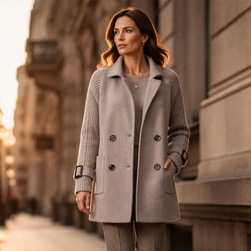 Women's Casual Double Breasted Lapel Coat