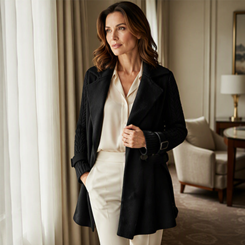 Women's Casual Double Breasted Lapel Coat