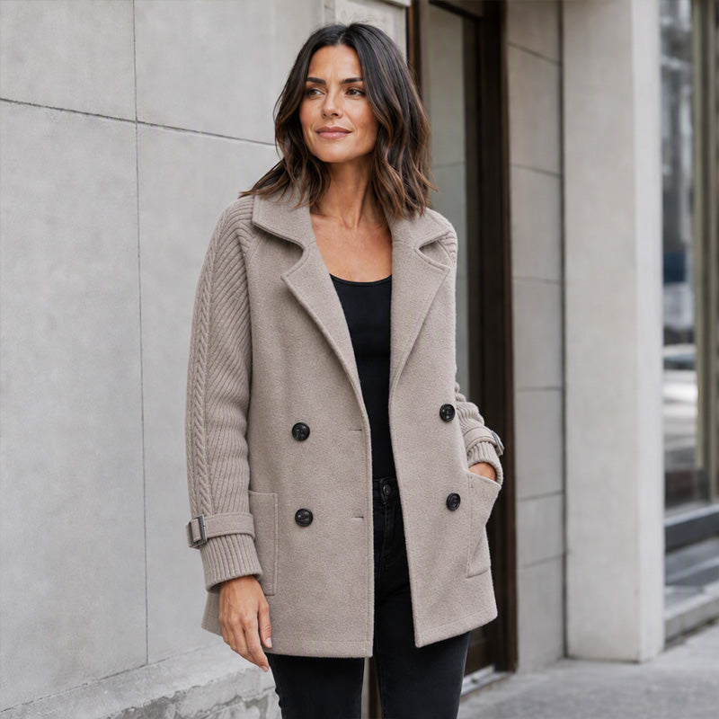 Women's Casual Double Breasted Lapel Coat
