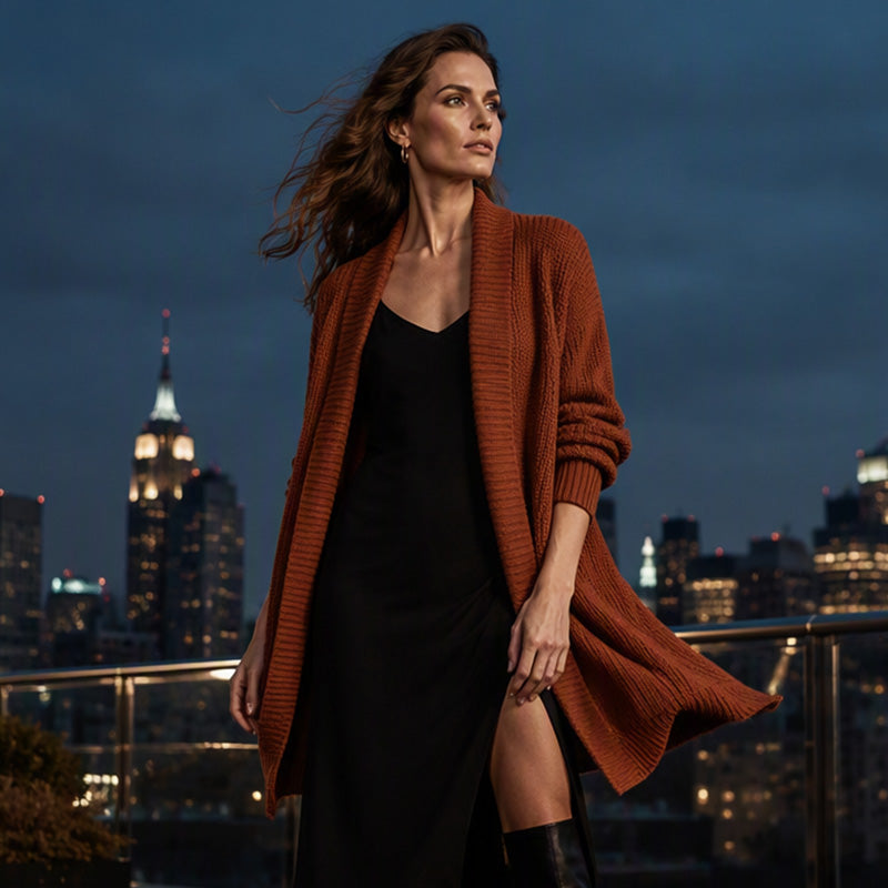 Women's Casual Mid Length Knit Cardigan
