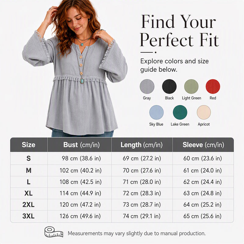Women's Bohemian Fringe Bell Sleeve Top
