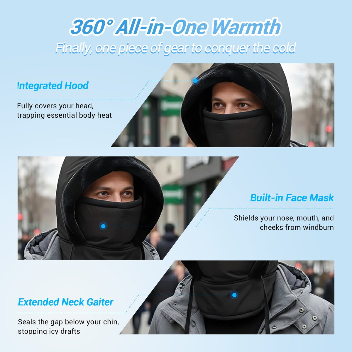 Plush-lined Thickened Thermal Hat with Face Mask