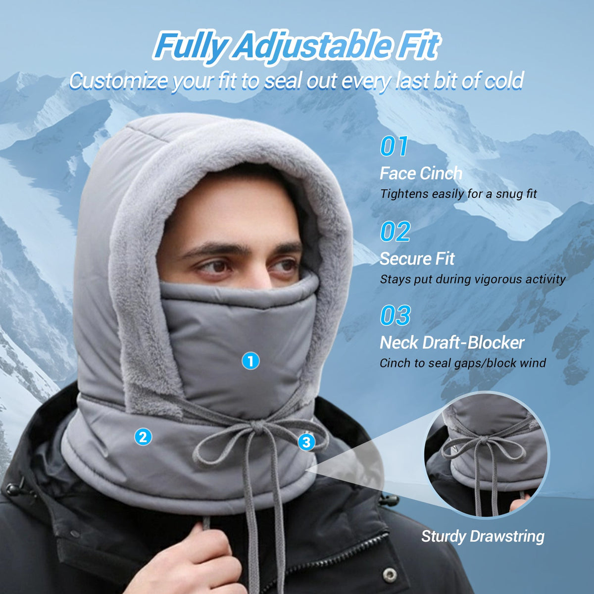 Plush-lined Thickened Thermal Hat with Face Mask