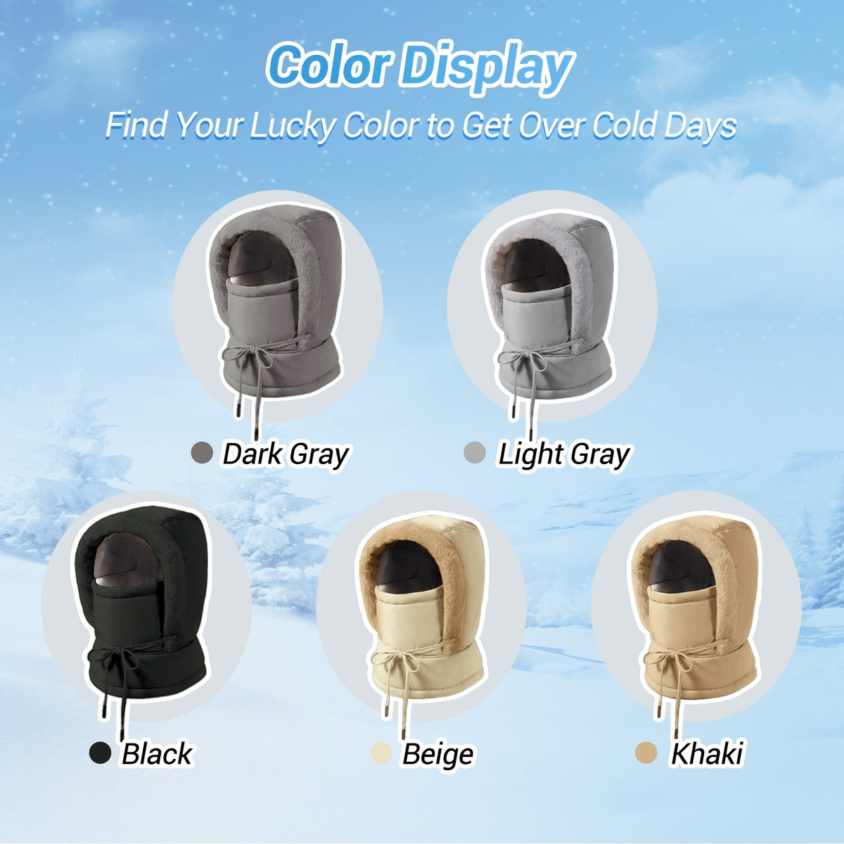 Plush-lined Thickened Thermal Hat with Face Mask