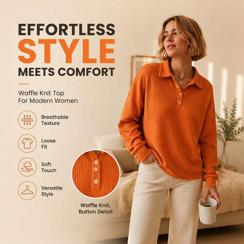 Women's Casual Waffle Knit Top