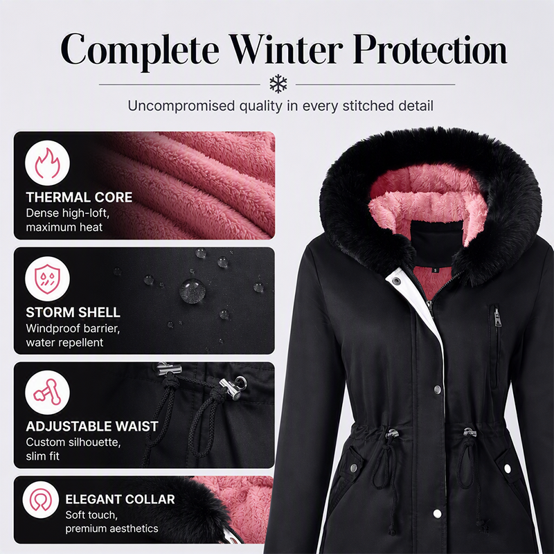 Women's Winter Mid-Length Plush-Lined Jacket