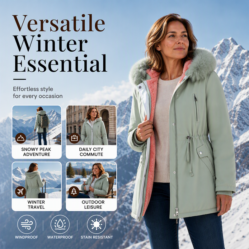 Women's Winter Mid-Length Plush-Lined Jacket