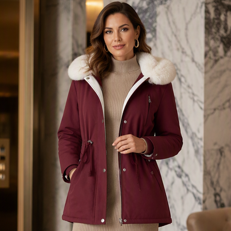Women's Winter Mid-Length Plush-Lined Jacket