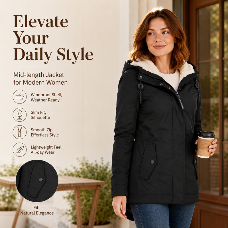 Women's Thickened Plush-Lined Hooded Jacket