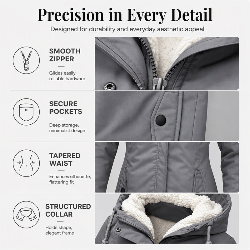 Women's Thickened Plush-Lined Hooded Jacket