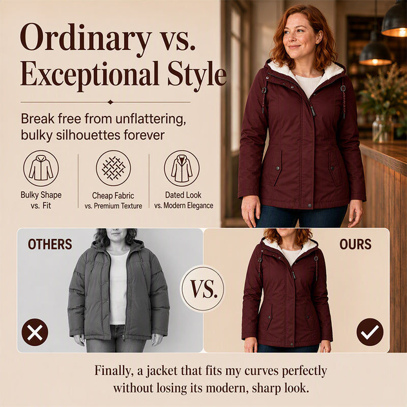Women's Thickened Plush-Lined Hooded Jacket