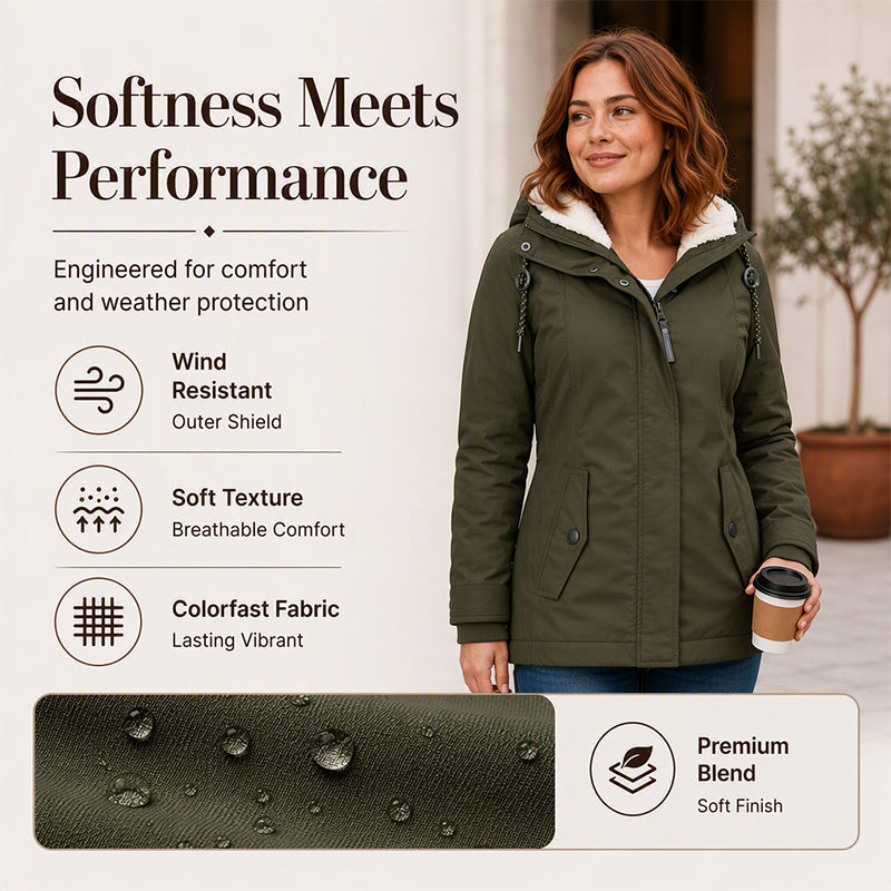 Women's Thickened Plush-Lined Hooded Jacket