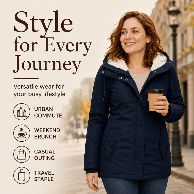 Women's Thickened Plush-Lined Hooded Jacket