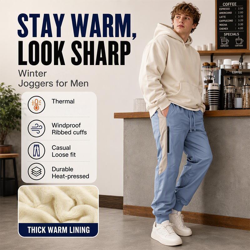 Men's Windproof Thermal Pants with Elastic Cuffs