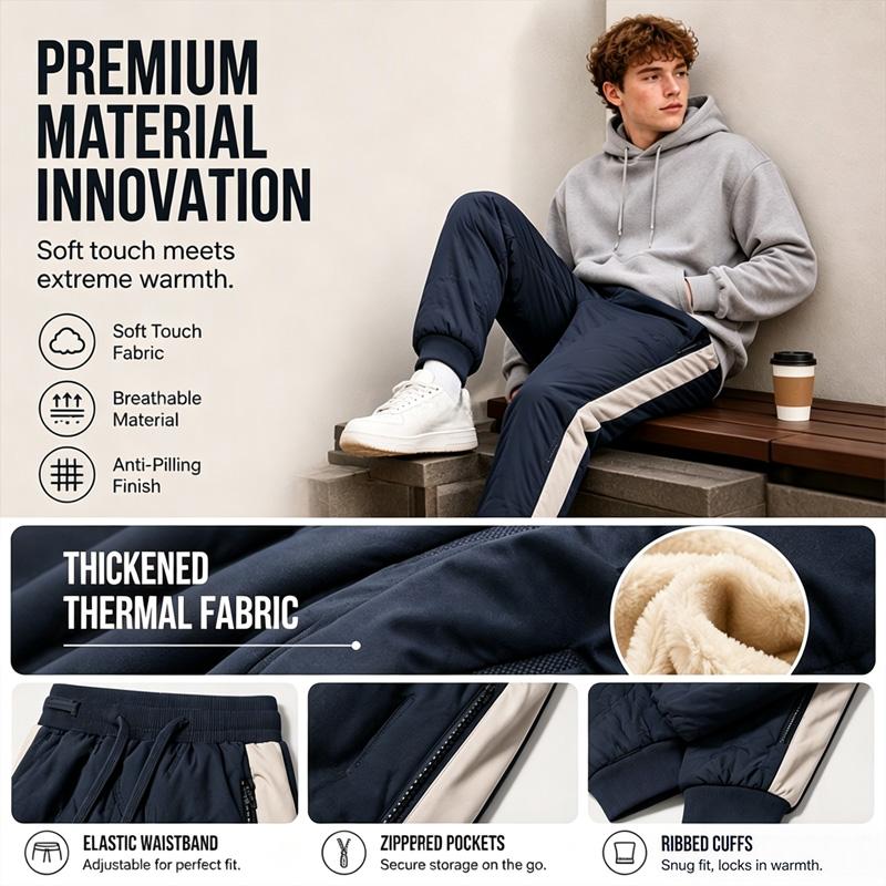 Men's Windproof Thermal Pants with Elastic Cuffs
