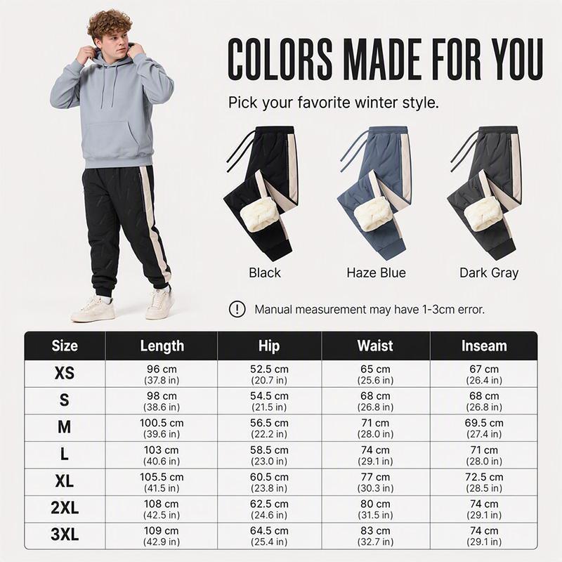 Men's Windproof Thermal Pants with Elastic Cuffs