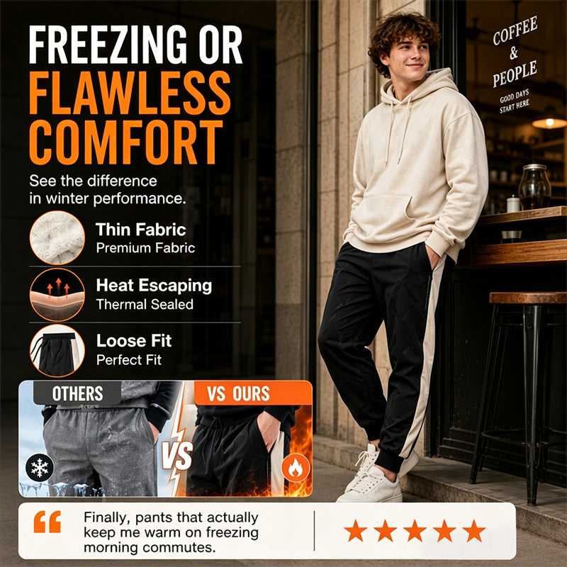 Men's Windproof Thermal Pants with Elastic Cuffs