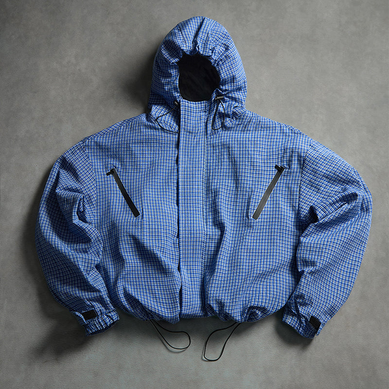 Men's Plaid Zip-Up Hooded Jacket