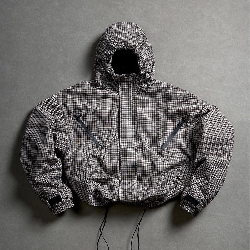Men's Plaid Zip-Up Hooded Jacket