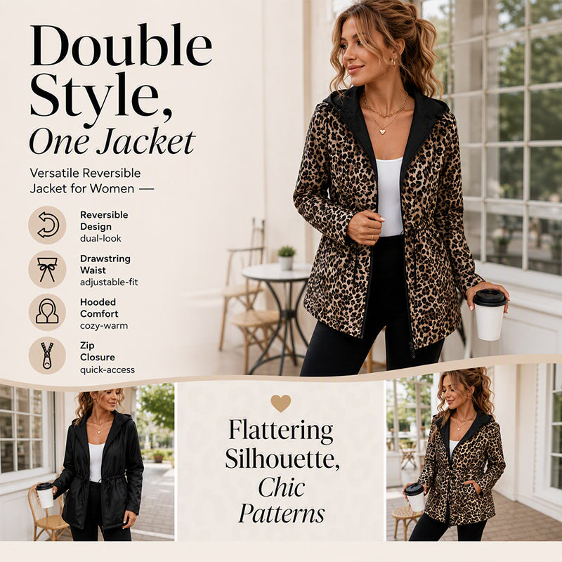 Women's Reversible Leopard Print Hooded Jacket