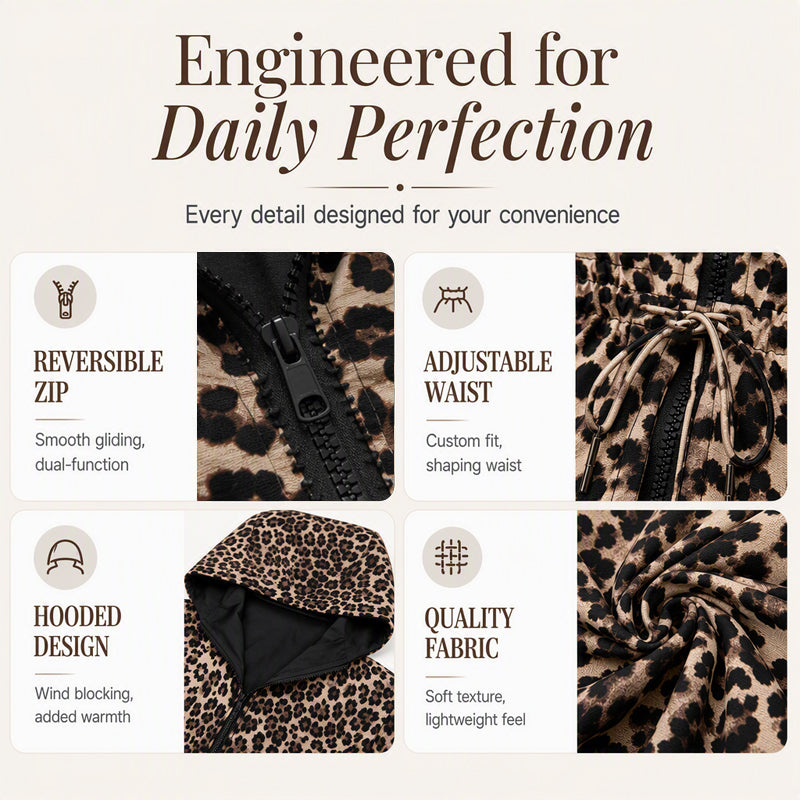 Women's Reversible Leopard Print Hooded Jacket
