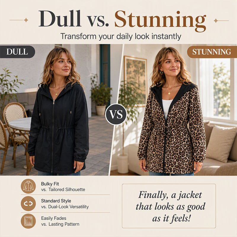 Women's Reversible Leopard Print Hooded Jacket