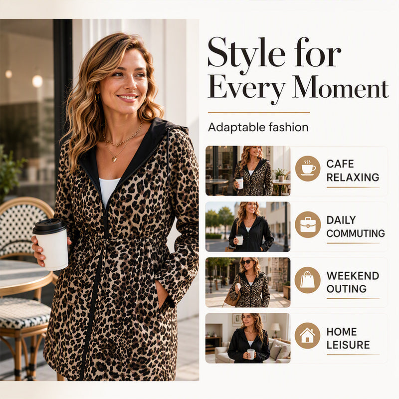 Women's Reversible Leopard Print Hooded Jacket