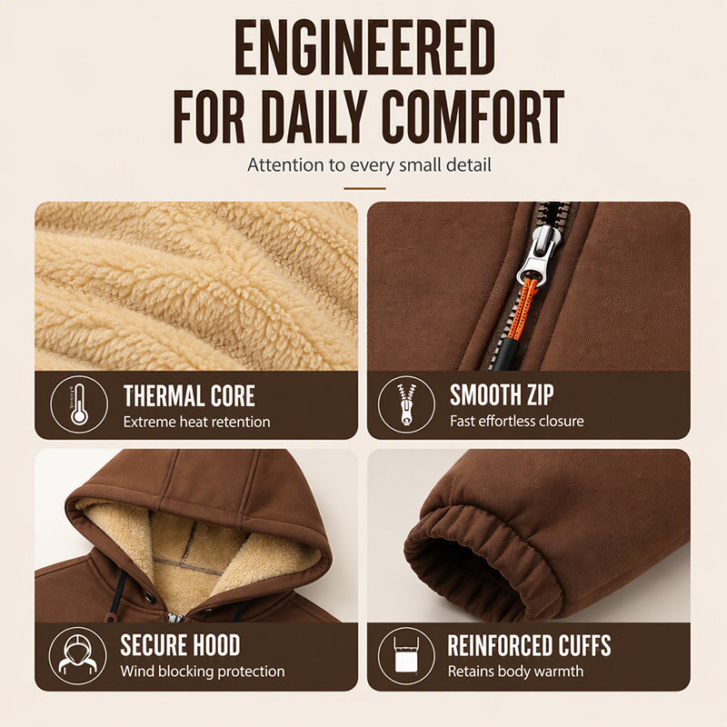 Men's Thick Sherpa-Lined Hooded Jacket