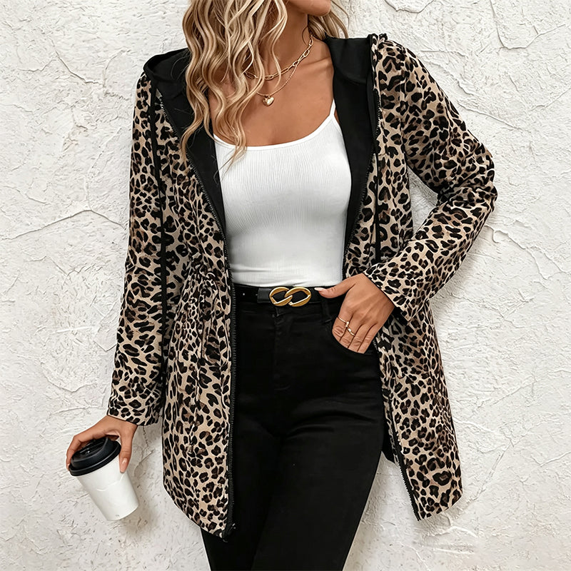 Women's Reversible Leopard Print Hooded Jacket