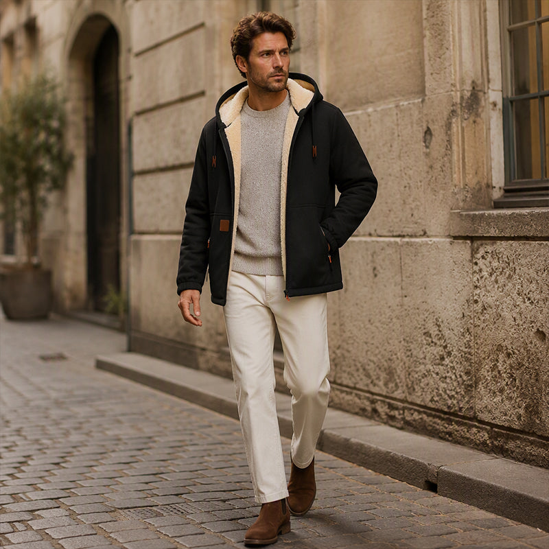 Men's Thick Sherpa-Lined Hooded Jacket