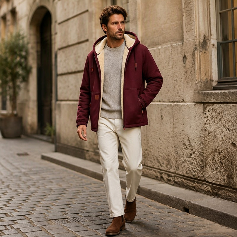 Men's Thick Sherpa-Lined Hooded Jacket